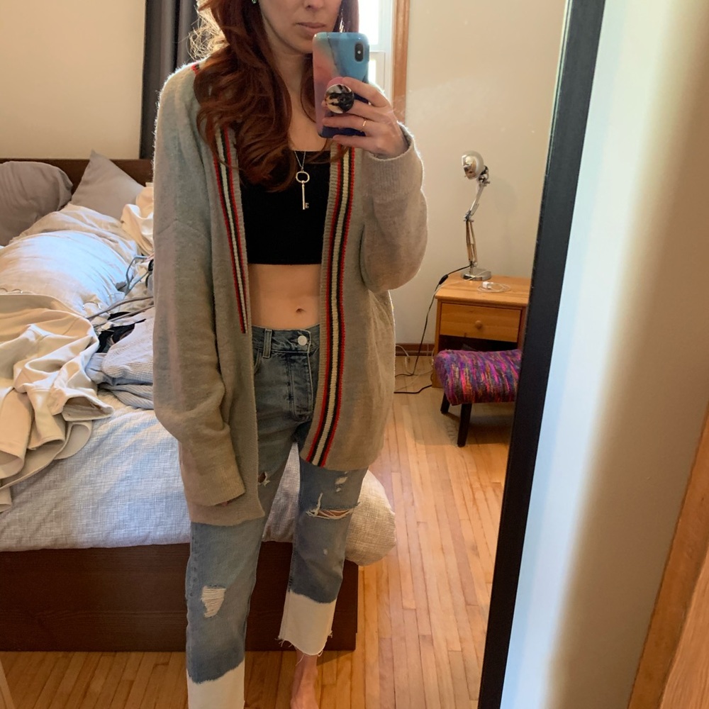 Grey striped cardigan